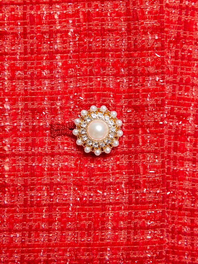 Вечерний прямой жакет из твида с люрексом