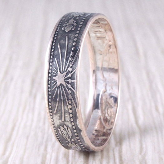 Серебряное кольцо из монеты (РСФСР) Звездочка