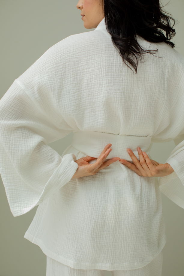 Кимоно халат туника из муслина  белый