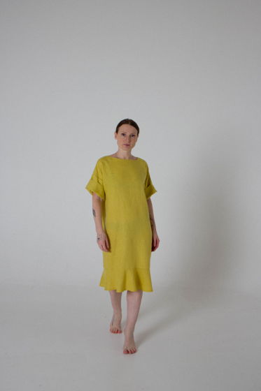 Платье льняное ручной работы "LEMON-LIME"