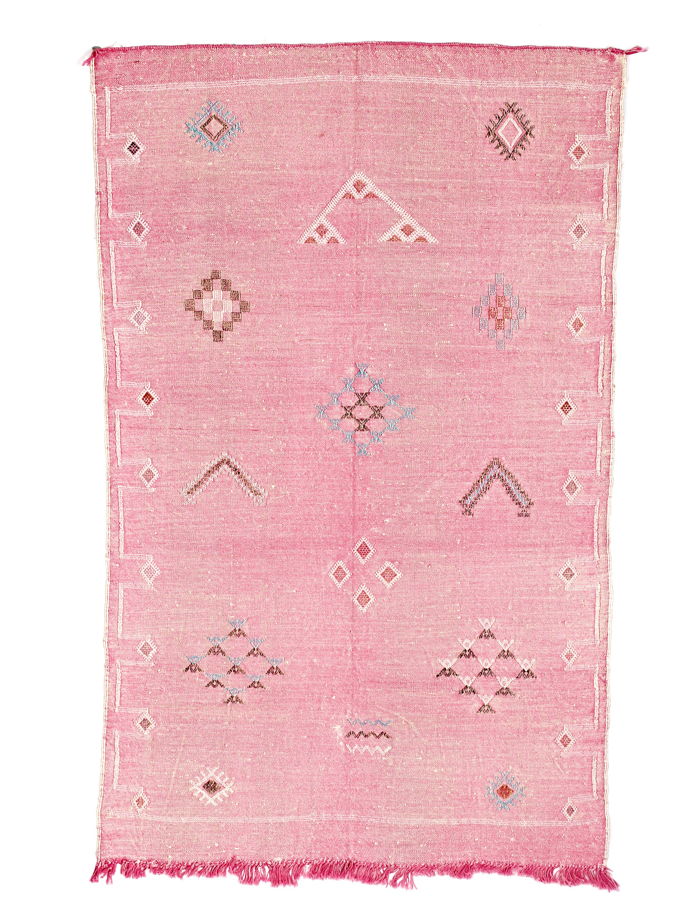 Марокканский ковёр из шёлка алоэ вера 150х90 см розовый
