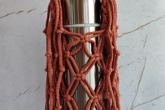 Авоська плетеная бохо для термоса/термокружки/бутылки