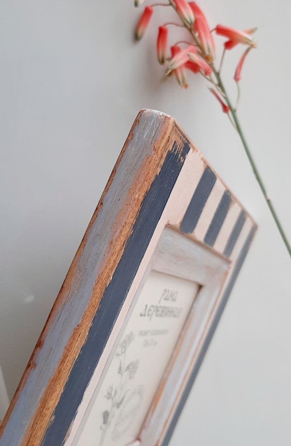 Рамка деревянная ручной окраски "Полосы" для фотографии 10 х 10 см
