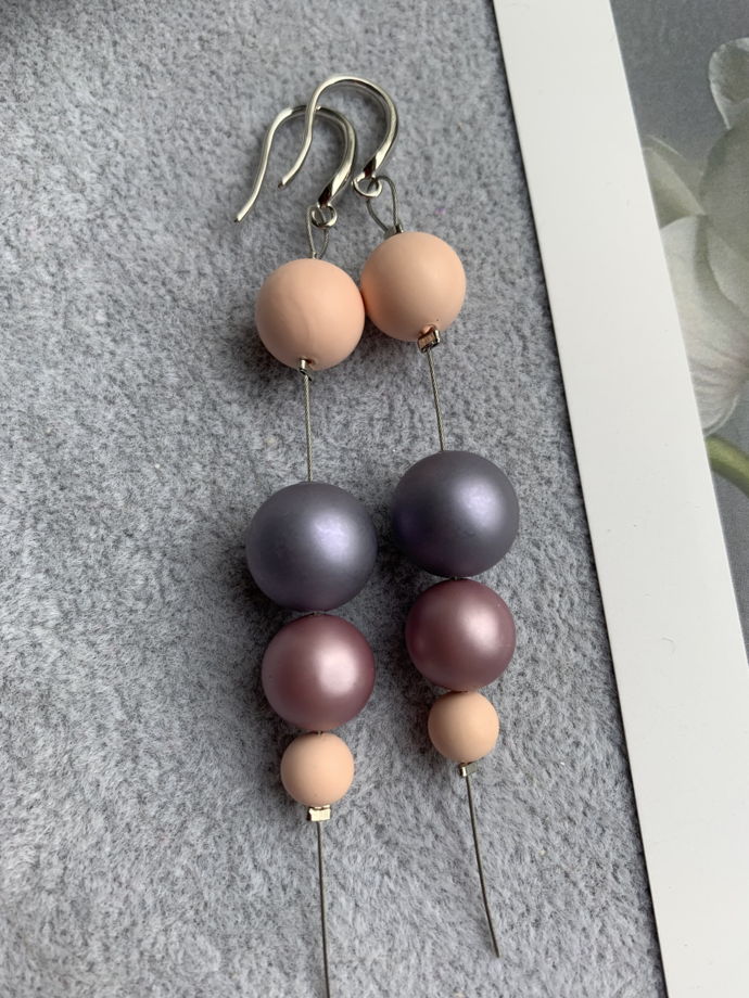 Серьги с жемчугом Майорка «Сиреневый рассвет»