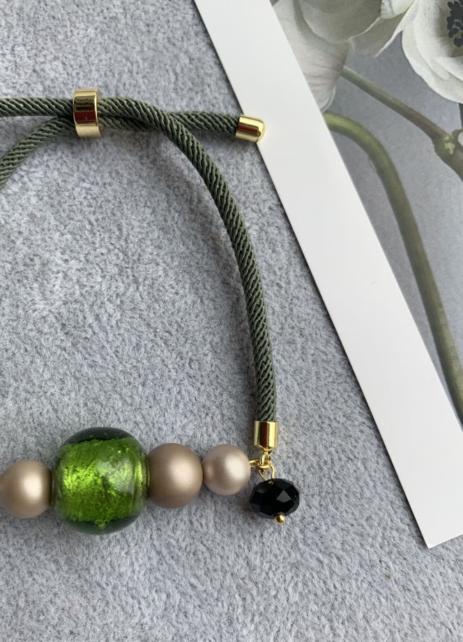 Браслет с жемчугом Майорка, муранским стеклом и чешским стеклом «Пряное лето»