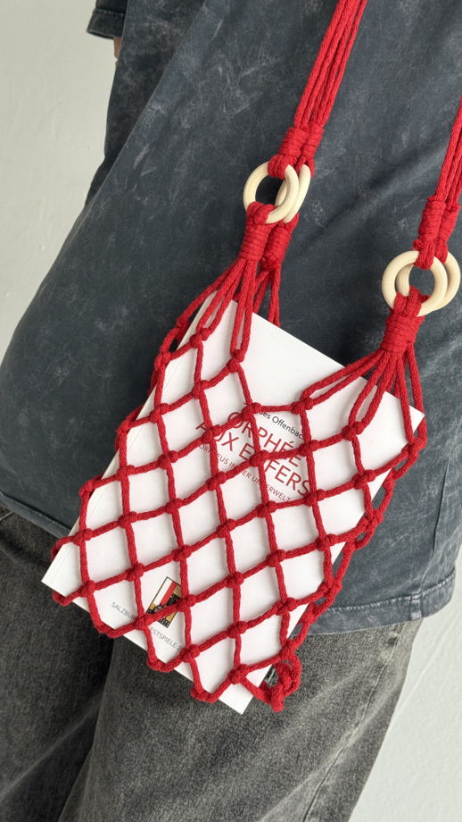 Авоська красная макраме