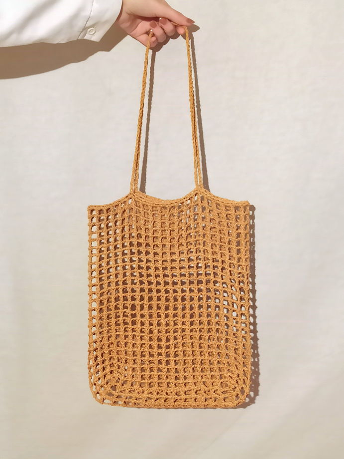 Вязаная сетчатая сумка из 100%-ного крученого пальмового волокна натурального цвета ручной работы