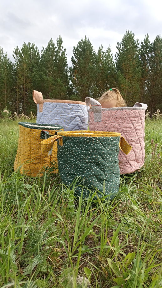 Текстильные корзины для хранения в детской комнате