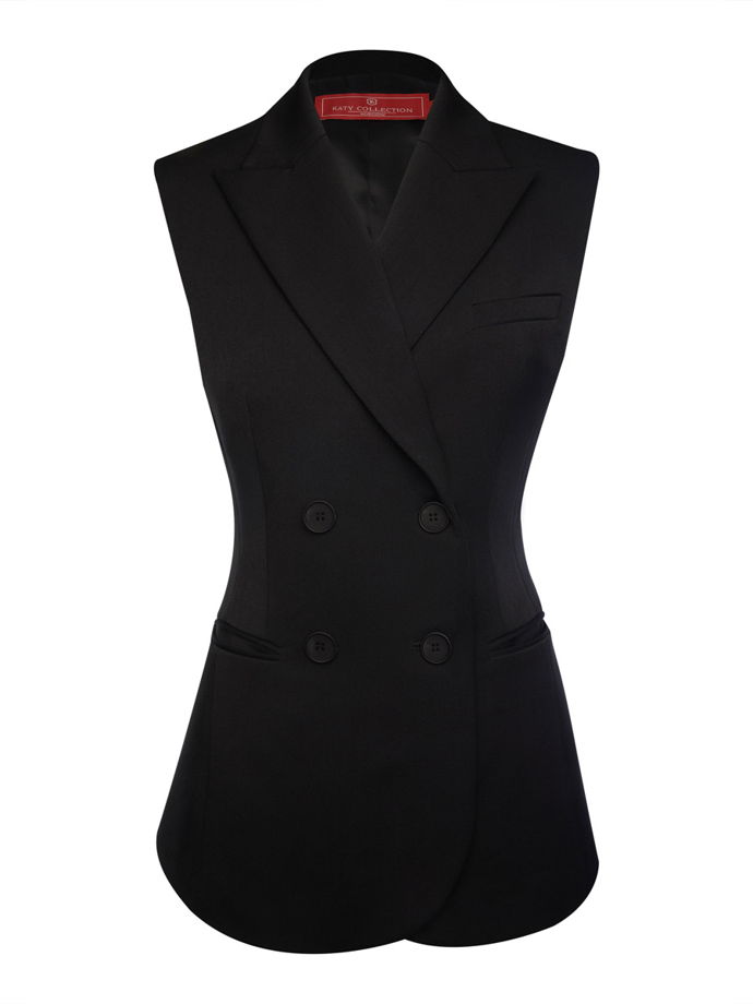 Двубортный жилет с объемными плечами, черный