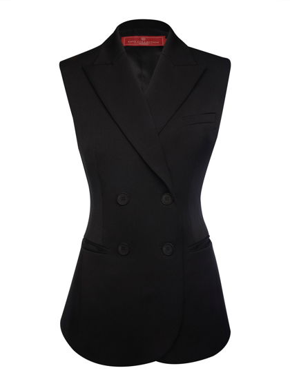 Двубортный жилет с объемными плечами, черный