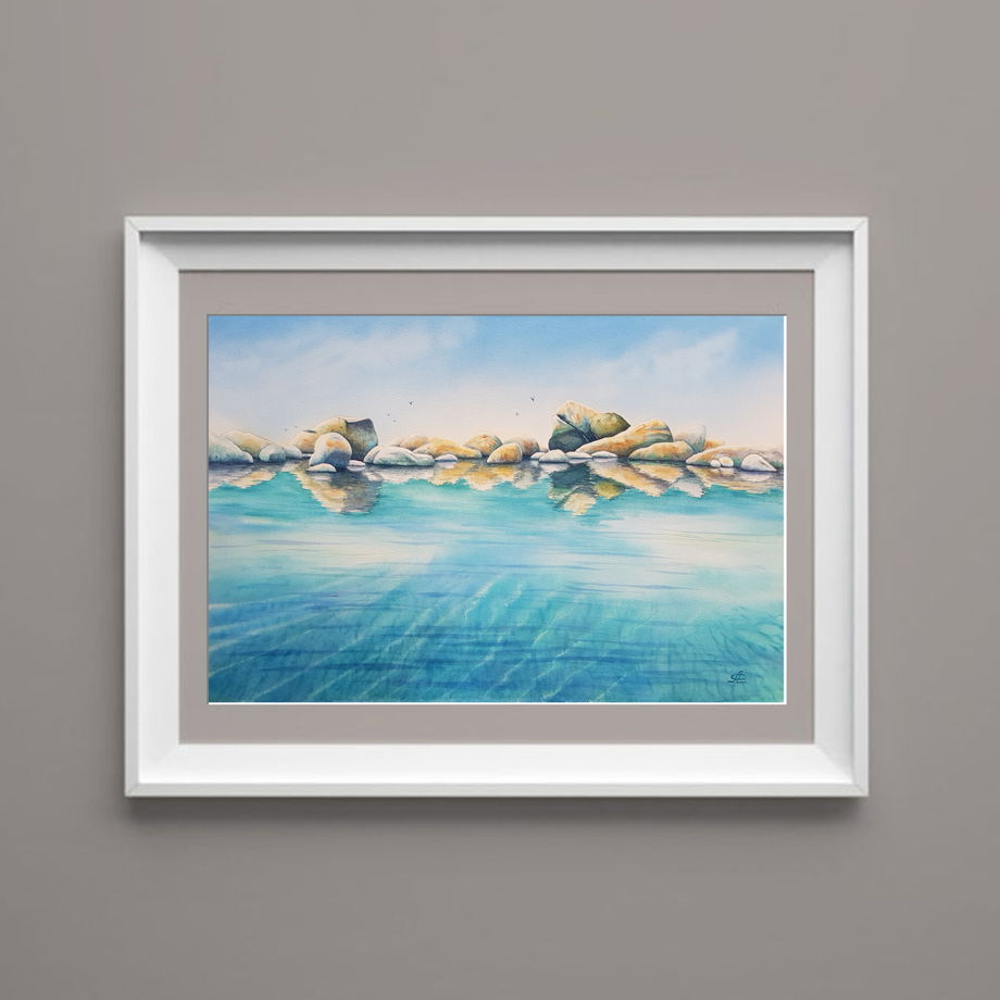 Акварельная картина "Морские блики" (56 х 38 см)