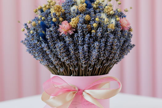 Шляпная коробка с лавандой и льном "Закат у моря"