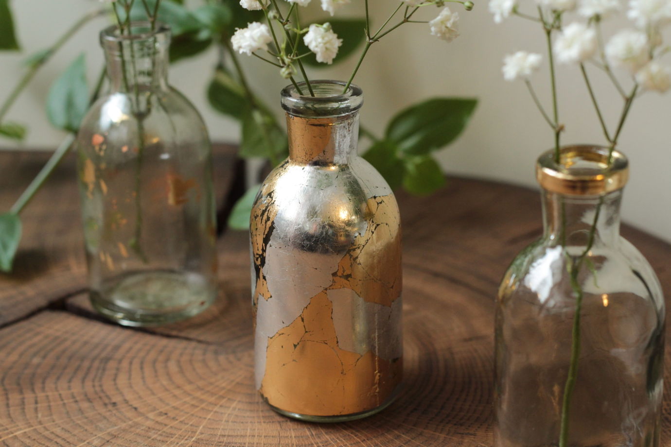 Три вазочки с золочением из старинных бутылочек | Bloom 141