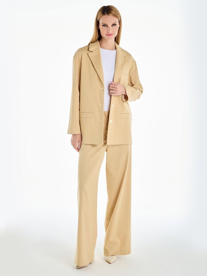 Летние широкие брюки из хлопка в полоску