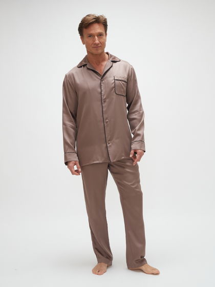 Пижама мужская с брюками и рубашкой из тенселя "Какао"