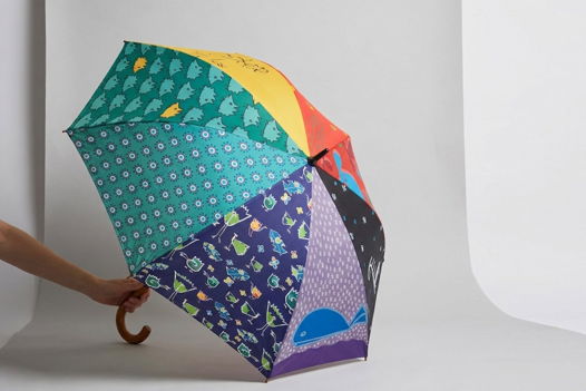 Зонт Мультиколлаж из 8 авторских картинок для яркого подарка и хорошего настроения