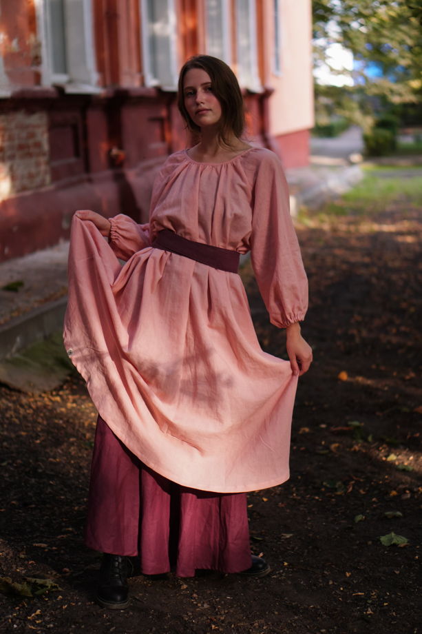 Платье Ветер Розовое из конопли