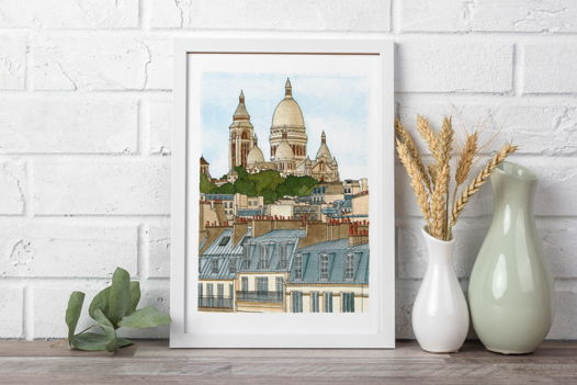 Акварельная картина «Крыши Парижа»