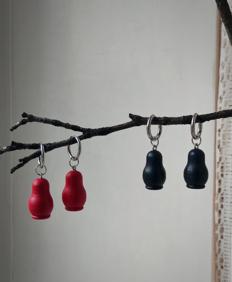 Серьги кольца Матрёшки