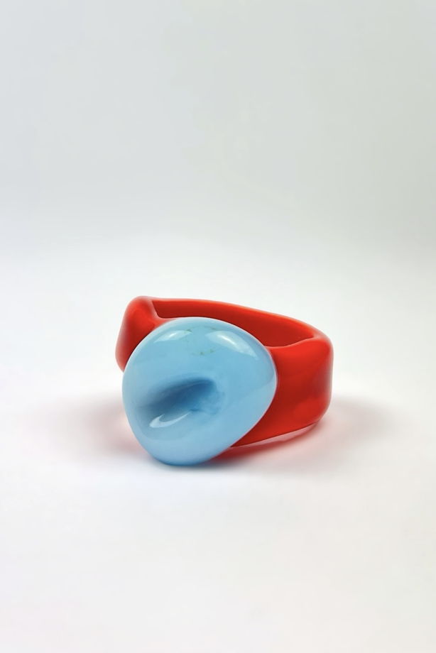 Кольцо из стекла Poppy Red & Cheerful Blue