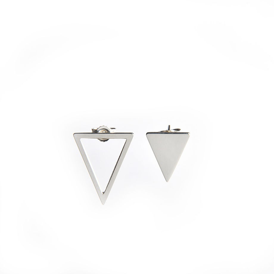 Серебряные серьги треугольники
