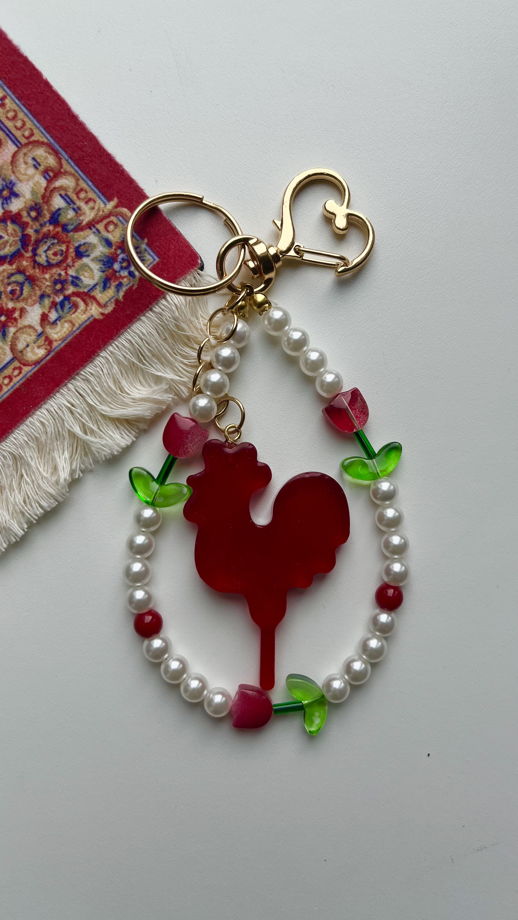 Обвес брелок Петушок с тюльпанами на сумку/ключи