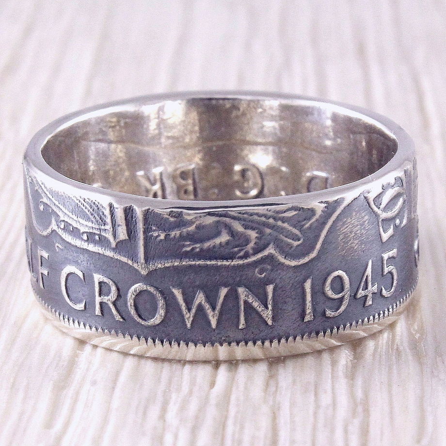 Серебряное кольцо из монеты (Великобритания) Георг VI Полкроны