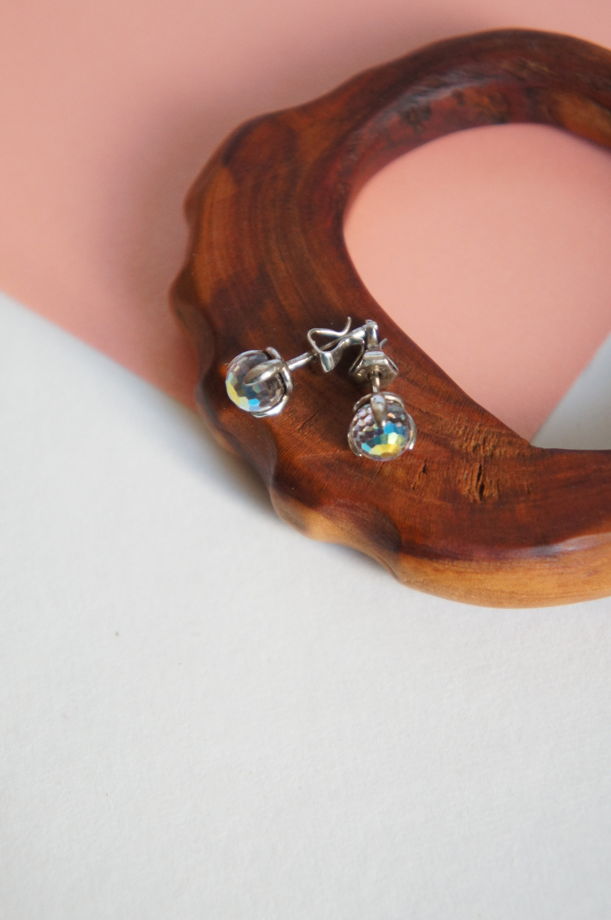Серьги гвоздики пусеты серебро кристаллы Сваровски Swarovski AB