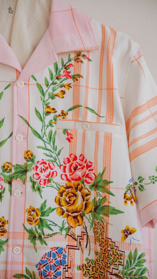 Розовая Рубашка в Цветах/Pink Matter Short Sleeve Shirt