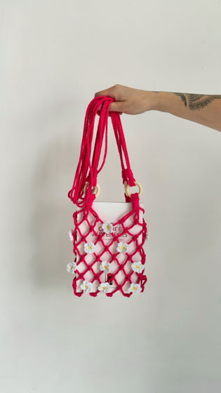 Авоська фуксия с ромашками