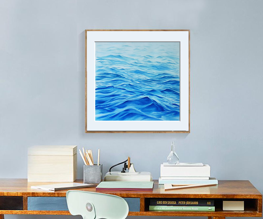 Акварельная картина "Нежный океанский рассвет" (55 х 47 см)
