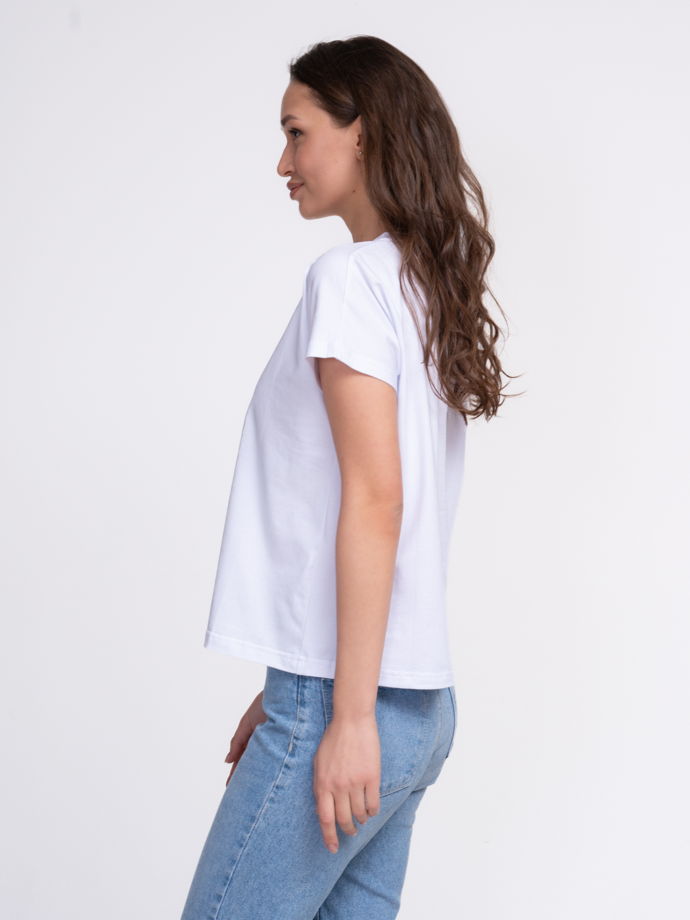 Белая женская футболка с цельнокроенным рукавом Mykines Logo
