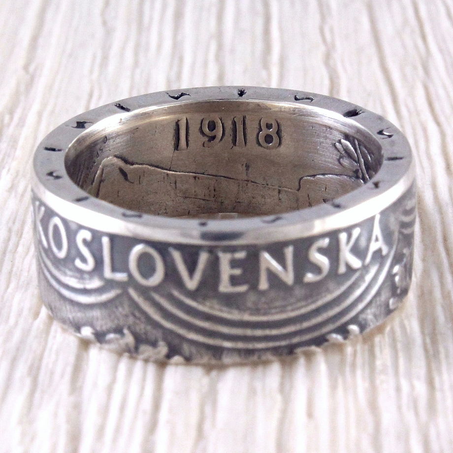 Серебряное кольцо из монеты (Чехословакия) 1948