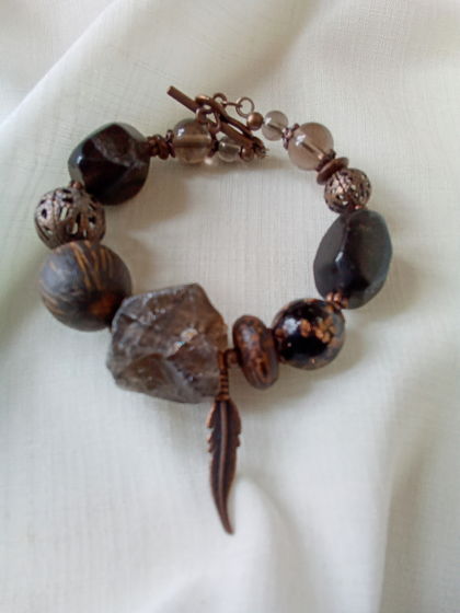 Коричневый женский браслет из дымчатого кварца "В поисках вдохновения"