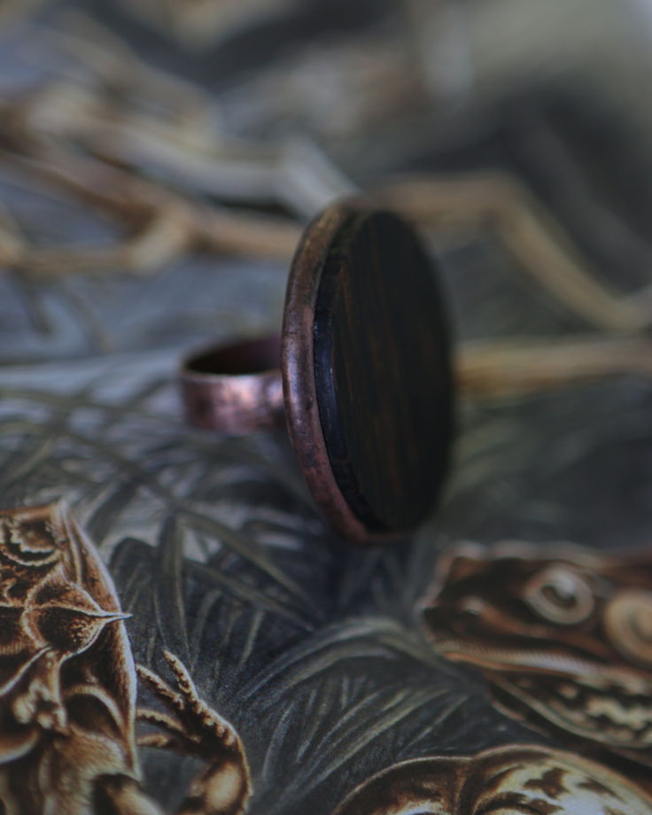Кольцо из дерева пальмы в медном цвете №9