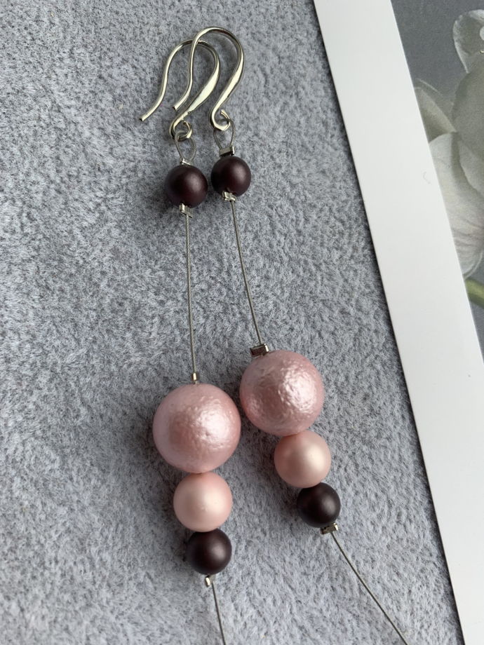 Серьги с жемчугом Майорка «Бархатный закат»