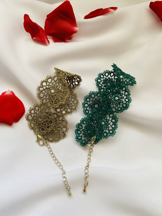 Кружевные браслеты в технике плетения фриволите (серьги в подарок!!!!) в магазине «By nadi» на Ламбада-маркете