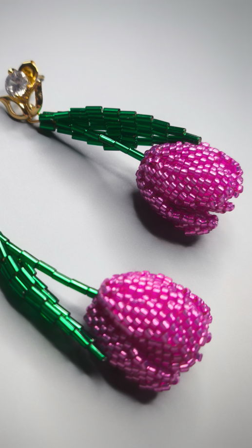 Серьги из бисера Тюльпаны мини