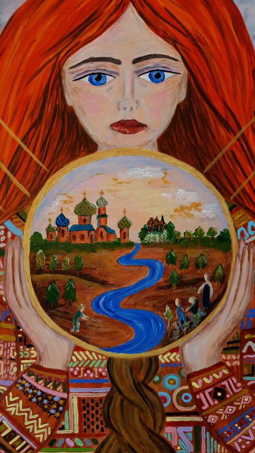 Картина "Создавая новый мир" акрил/холст 60×70