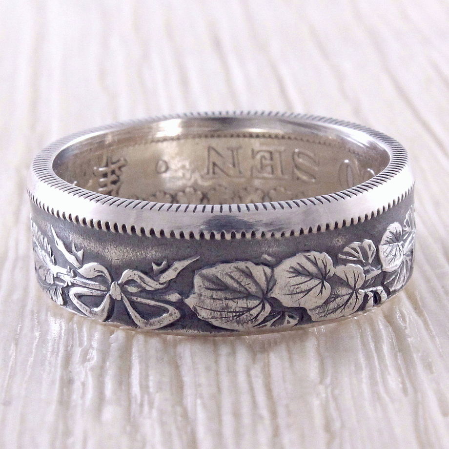 Серебряное кольцо из монеты (Япония) 50 сен, 1906-1917
