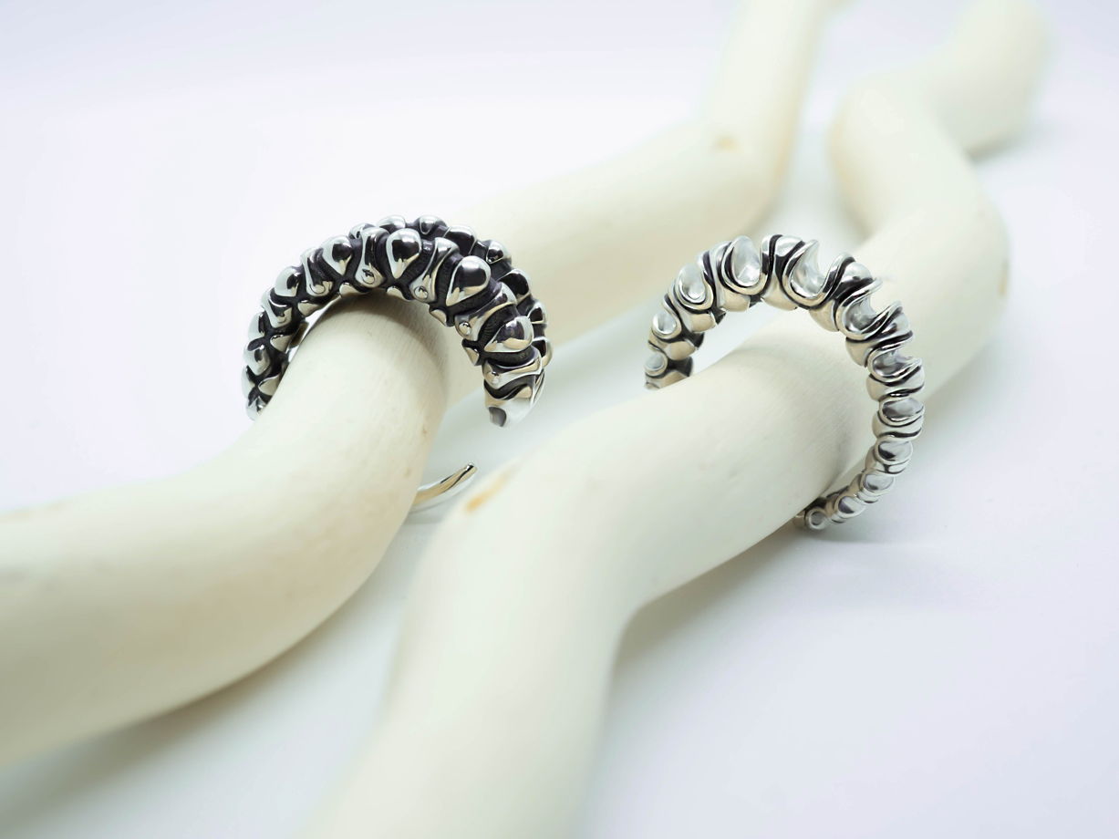 Серебряное кольцо в виде личинки, для мужчин и женщин