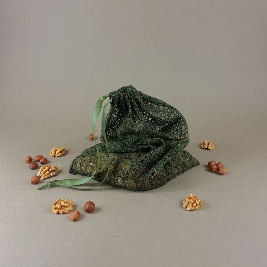 Зеленый мешочек "Паутинка" для продуктов и хранения