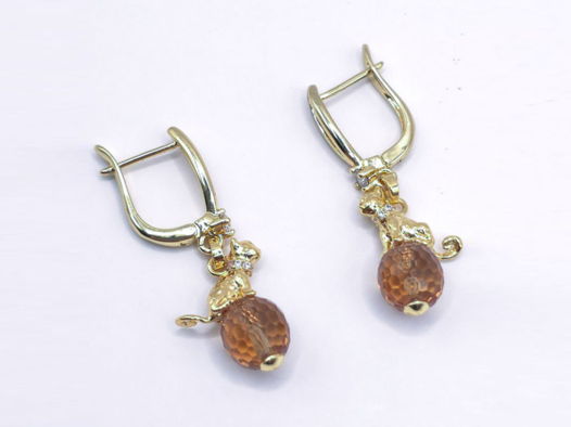 Серьги с кошками, кошачьи серьги, серьги с султанитом