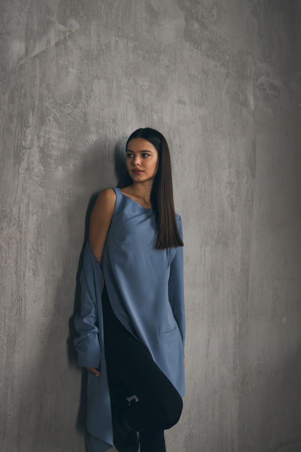 Ассиметричное платье-пиджак/Blue