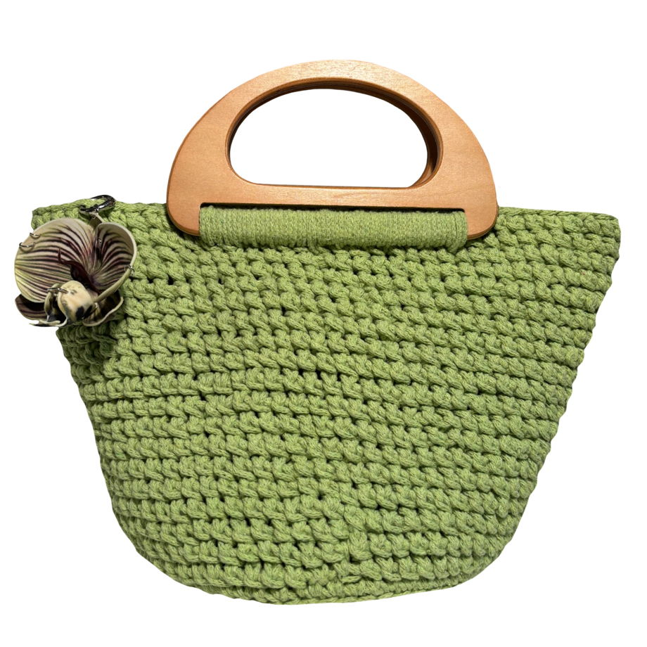 Сумка Хлопок Зеленая с орхидеей