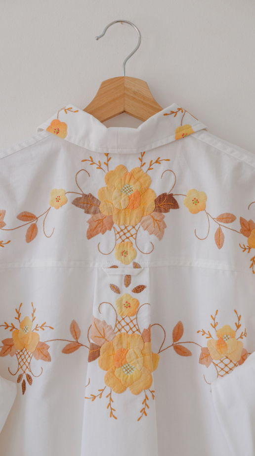 Рубашка с Кокеткой и Осенней Вышивкой/Fall Embroidery Long Sleeve Shirt