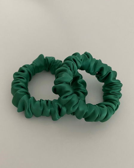 Набор резинок для волос из натурального шёлка (100% шёлк, Италия) 2 шт, зеленый