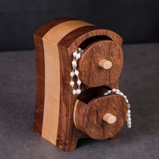 Шкатулка для украшений деревянная с двумя отделениями