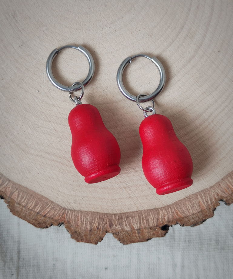 Серьги кольца Матрёшки