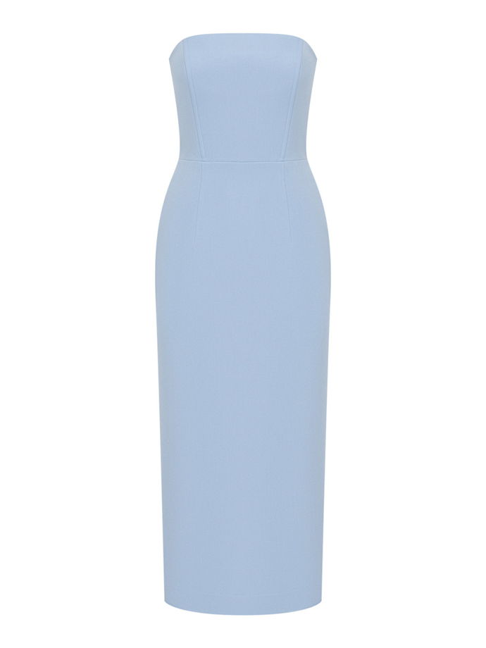 Платье-бандо миди, голубой